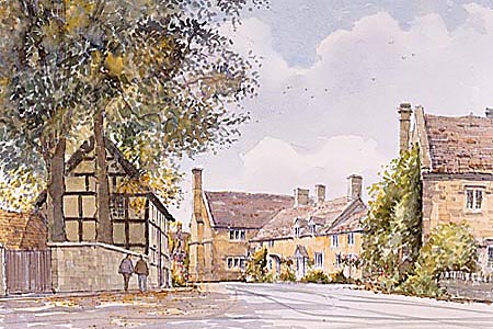 Stanton Village - a watercolour by John Davis (c)